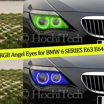 4PCS Įvairių spalvų RGB Permainingi LED SMD Halo Žiedas Demonas Angelo Akys Dienos Šviesą BMW 6 SERIJA E63 E64 630i 650i 645i 650Ci 645Ci