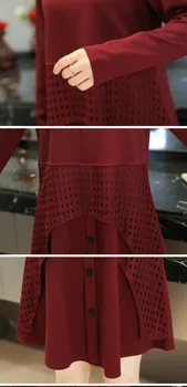 4xl plius didelis dydis moterų drabužiai 2020 m. pavasarį, rudenį, žiemą korėjos raudona juoda tuščiaviduriai iš šalies suknelė moterų prarasti plonas A2105