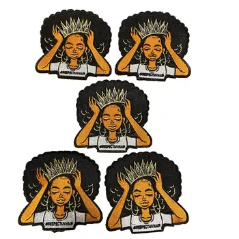 5 Gabalas Afrikos Mergina, Moteris, Galvos Formos Geležies Pleistras Striukės, Siuvinėjimo, Siuvimo Lipdukas Ženklelis Aplikacijos Parch