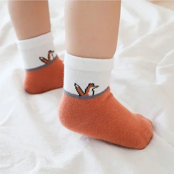 5 poros vaikai medvilnės kojinės 2019 žiemos mergaitės berniukai bamblys animacinių filmų kojinės naujagimiui baby Vaikų fox gyvūnų šiltas mokyklos kojinės