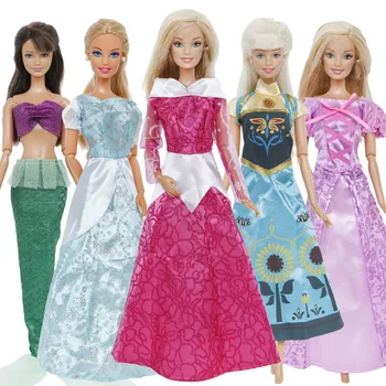 5 Vnt. / Daug Pasakų Suknelė Cosplay Princesė Suknelė Sijonas Drabužius Barbie Lėlės Priedai Kūdikių Vaikams Kalėdų Žaislas