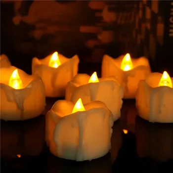 5 vnt Laikmatis LED Mirgėjimas Žvakės Arbata Gintaro Šviesiai Geltonos spalvos, Šilta Šviesa Baterija Žvakė Atostogų Šalis,6 val,18 val off