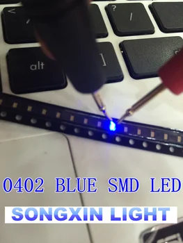 500pcs 0402 1005 1.0X0.5mm mėlyna lemputė SMD LED Lemputė SMD šviesos diodų 460-475nm 20ma smd 0402 mėlyna led 0402 diodai