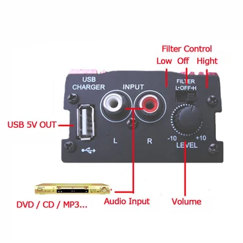 500W Aliuminio 12V 2CH Mini Hi-Fi Stereo Garso Stiprintuvas Amp žemų dažnių garsiakalbis Automobilinis CD DVD