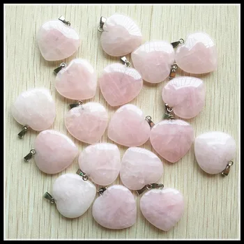 50pcs/daug Mados geros kokybės meilė širdies natūralaus akmens pakabukai karolius, papuošalai priėmimo 20mm Didmeninė rose quartzs akmens