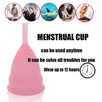 50pcs Moteriškos Higienos Menstruacijų Cup Medicininės kokybės Silikono Copo Menstruacijų de Silikono Medica Daugkartinio naudojimo Lady Menstruacijų Puodeliai