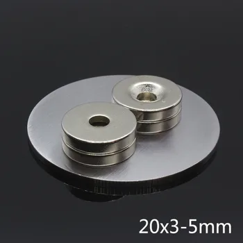 50pcs neodimio magnetas 20x3mm skylę 5mm N35 20*3-5 mm Plokštelių magnetas Retųjų Žemių Neodimio Magnetų 20x3 skylė 5 mm