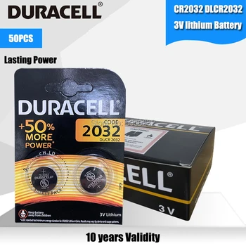 50PCS Originalus DURACELL CR2032 Mygtuką Cell Baterijos 3V Ličio Baterijas Žiūrėti Žaislai Kompiuterio Skaičiuoklė Valdymo DL/CR 2032