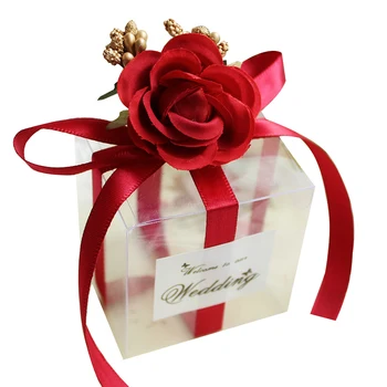 50Pcs Raudona Gėlė, dovanų dėžutėje PLASTIKO kraft popieriaus kraft maišelis popierinis maišelis saldainių dėžutė šokolado naudai dėžutė pakavimo dėžės Šalies Prekių