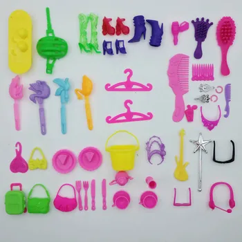 50pcs/set Vaikams, Žaislas, Lėlė Aksesuarų Barbie Doll House Mix Stiliaus (Karoliai headbag Batai, Veidrodėlis, Šukos Gitara ) Mergina Dovana