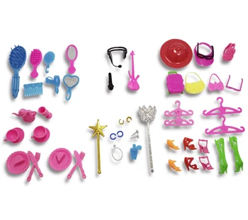 50pcs/set Vaikams, Žaislas, Lėlė Aksesuarų Barbie Doll House Mix Stiliaus (Karoliai headbag Batai, Veidrodėlis, Šukos Gitara ) Mergina Dovana