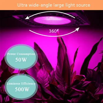 50W LED Grow Light COB viso Spektro LED Auginimo Lempa 500W Aukštas Šviesos Efektyvumas Fito Lempos Augalams Augti, Telšių Šiltnamio efektą sukeliančių
