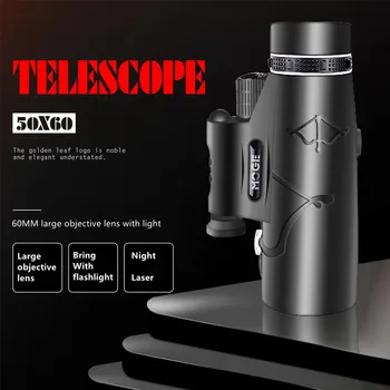 50X60 HD Monokuliariniai Zoom Naktinio Matymo Teleskopas Su Lempa, Apšvietimas Ir Naktį Lazerio Medžioklės Monokliai Žiūronas Medžioklės Kempingas