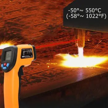 -50~550℃ /-58~1022℉ Infraraudonųjų spindulių Termometras su Lazeriu-taško ir SPINDULIŲ Temperatūros Ginklą GM550 Pramonės Pyrometer ℃/℉