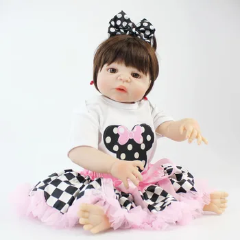 55cm Full Body Silikono Reborn Baby Doll Žaislas Tikroviška 22