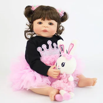 55cm Full Silikono Kūno Reborn Baby Doll Su Rabbit Žaislas Vinilo Naujagimių Princesė Mažylis Gyvas Kūdikiams Bebe Mergina Gimtadienio Dovana