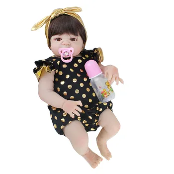 55cm Full Silikono Kūno Reborn Baby Doll Žaislas Realus Naujagimių Princesė Kūdikių Lėlės Su Auskaru Mergina Brinquedos Maudytis Žaislas