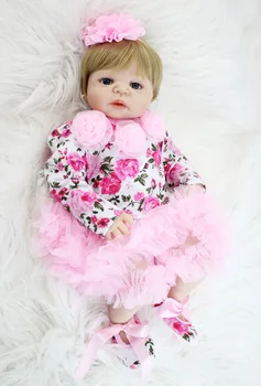 55cm Full Silikono Reborn Baby Doll Žaislas Vinilo Šviesūs Naujagimių Princesė Bamblys Kūdikiams Gyvas Bebe Žaisti Namuose Maudytis Žaislas Mergina Boneca
