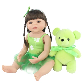 55cm Full Silikono Reborn Baby Doll, Žaislų, Pavyzdžiui, Nekilnojamojo Vinilo Ilgi Plaukai Princesė Kūdikiams Mergina Maudytis Žaislas Gimtadienio Dovana Žaisti Namuose Bebe
