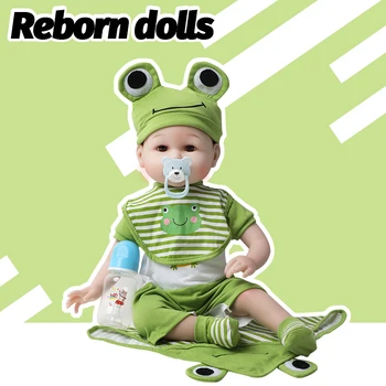 56cm Silikono bebe Atgimsta berniukas Lėlės 22 colių Realus Gyvas Nekilnojamojo Baby Doll spenelių Dramblys, Varlė rinkiniai, drabužiai, Žaislai vaikams