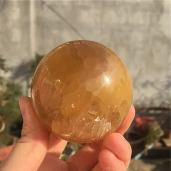 5cm Natūralių kristalų geltonos spalvos fluorito rankomis poliruoto kvarco kamuolį, namų puošybai 1pc