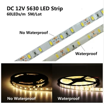 5m/daug LED Juostelės SMD5630 DC12V 60LEDs/m Lanksti LED Šviesos Vandeniui/ne-vandeniui LED Juostos patalpų/uotdoor ktv dekoro ir tt