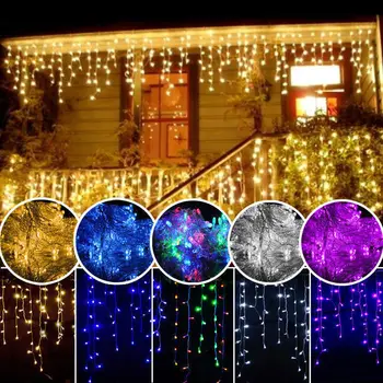 5M Kalėdinė Girlianda LED Užuolaidų Varveklis Styginių Šviesos 220V Ašaros 0.4-0.6 m Mall Pastoge Sodo Etape, Lauko Dekoratyvinis Apšvietimas