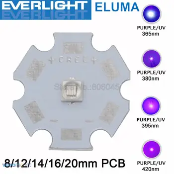 5pc/daug Everlight Chip 3W 3535 UV Ultravioletiniai Raudonos Didelės Galios LED Šviesos Spinduolis, 365nm 380nm 395nm 420nm dėl 8/12/14/16/20mm PCB