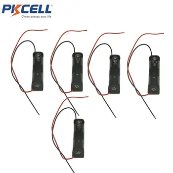 5Pc PKCELL 1xAAA Baterija, Laikiklis Atveju Laidą Veda 1,5 V AAA Baterijos Įrašą Juodo Plastiko