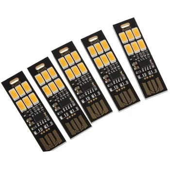 5vnt 6-LED Nakties Šviesos Soshine USB Power 1W 5V mygtukinis apšvietimo Reguliatorius Šiltai Balta Šviesos Naujas
