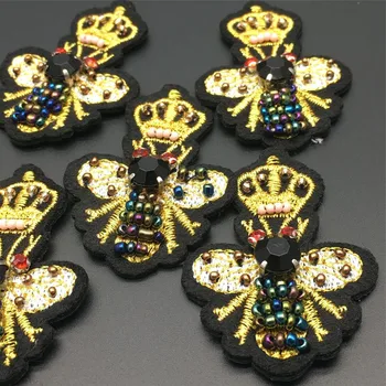 5vnt/daug mini golden crown Bitės Cirkonio Zawalcowany pleistrai Siūti ant pleistro drabužių duobute Aplikacijos mielas pleistras