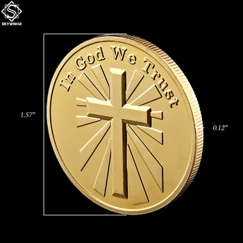 5VNT JAV Dievu, Mes pasitikime Dievu, Jėzus Vs Blogis, Šėtonas Kristaus Kryžiaus Amerikos Kolekcionuojamų Aukso Monetų Vertės Dovanos