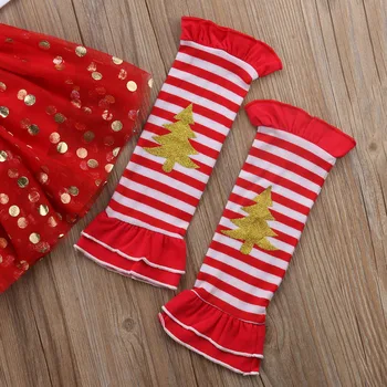 5vnt Kalėdų Naujagimiui Merginos Kalėdų Romper + Dot Suknelė + Kojų Warmes Komplektus Drabužių