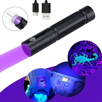 5W Mini UV Žibintuvėlis 365nm Ultravioletinės Lempos USB Įkrovimo Violetinė Linternas Kilimų Augintinio Šlapimo Detektorius Sugauti 