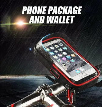 6-7inch Vandeniui Dviratį Dviračiu Mobiliojo Telefono Laikiklis Stovėti Motociklo Rankenos galinio vaizdo Mount Krepšys Case For iphone Samsung