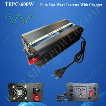 600W maitinimo, keitiklio su įkroviklis DC 12V 24V įėjimo keitiklis AC išėjimo TEPC-600W Pure sine wave output 110V, 220V, 230V