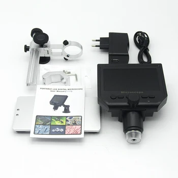 600X elektroninis skaitmeninis mikroskopas su vaizdo mikroskopu 4.3 colių HD LCD litavimo mikroskopu metalo stovi įmontuota baterija Kainos sumažinimo