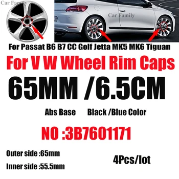 65mm, Juoda Mėlyna Passat B6 B7 CC Golf MK5 MK6 Tiguan Automobilių Ratų Centras Hub Caps Auto Ratlankiai grožio skydai Apima ABS Ženklo Automobilių-stilius
