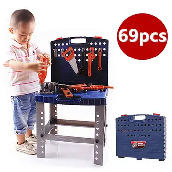 69PCS/Set KidsToolbox Komplektas, Vaikų Modeliavimas Remonto Įrankių Workbench Žaislų Rinkinys Inžinerijos Mokymosi Žaislai, Plastikiniai Rankų 
