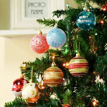 6cm papuošalai Kalėdų kamuolys plastiko spalva snaigės 24 vienetų dėžutėje Kalėdų eglutės kamuolį apdailos 2020 Naujųjų Metų dovana