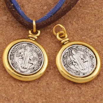 6PCS 2-Tonas Saint St Benedict Medalis Kryžiaus Tarpiklis Žavesio Karoliukai 24.7x18.9mm Karolius, Rankų darbo Papuošalai 