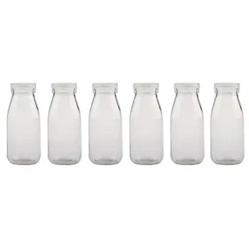 6Pcs 250ML Skaidraus Stiklo Butelį, Atsparus Karščiui Sutirštinto Pieno Jogurtas Butelis Šaltų Gėrimų Taros Vandens Butelių Drinkware
