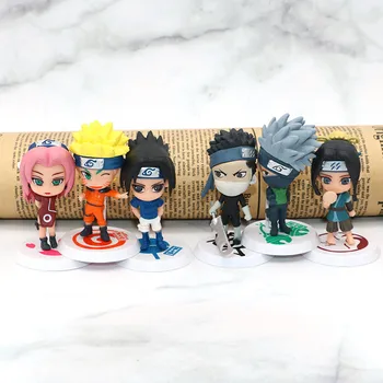 6pcs/daug Japonijos Anime Naruto Pav Zabuza Haku Kakashi Sasuke Naruto Pav Veiksmų PVC Žaislai Modelis Vaiko Suaugusiųjų Animacinis Žaislas