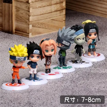 6pcs/daug Japonijos Anime Naruto Pav Zabuza Haku Kakashi Sasuke Naruto Pav Veiksmų PVC Žaislai Modelis Vaiko Suaugusiųjų Animacinis Žaislas