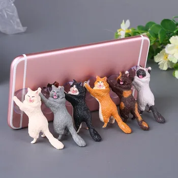 6pcs/Daug Kačių Mobiliojo Telefono Laikiklis iPhone XS X 8 7 Samsung S9 Gyvis Dizaino Katės Siurbimo Taures Universalus Telefono Turėtojas Mielas Katinas