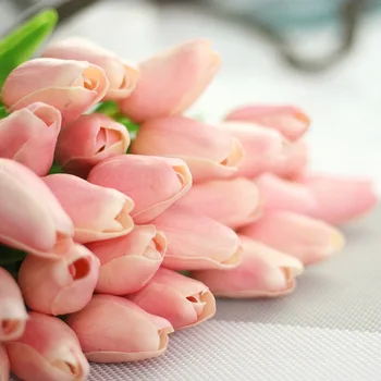 6PCS Dirbtinių Gėlių Tulpių PU Mini Tulpės Gėlių Nekilnojamojo Touch Netikrą Gėlės Namuose Vestuvių Dekoratyvinės Gėlės