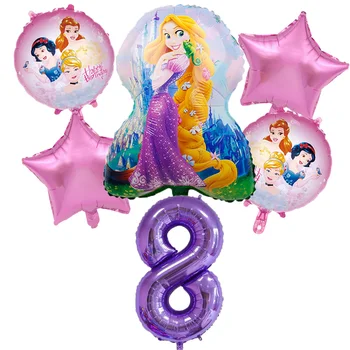 6pcs Karšto Princesė Folija Balionas Vienerių metų Gimtadienio Apdailos Šalis Tiekimo Baby Shower 32inch Skaitmeninis oro Balionas, Didmeninė
