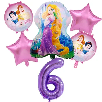 6pcs Karšto Princesė Folija Balionas Vienerių metų Gimtadienio Apdailos Šalis Tiekimo Baby Shower 32inch Skaitmeninis oro Balionas, Didmeninė