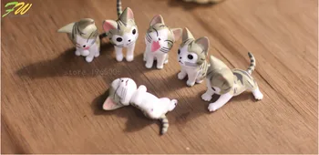 (6pcs/lot), Sūris katė miniatiūrinės figūrėlės žaislai mielas puikus Pavyzdys Vaikams, Žaislai, 4cm PVC japonų anime vaikų skaičius pasaulyje 151208