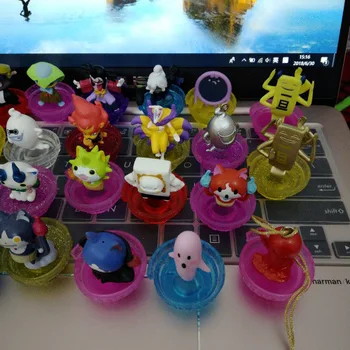 6pcs ne kartoti Aukščiausios kokybės Mielas Youkai žiūrėti lėlės su pagrindo Animacinių filmų Veiksmų Skaičius, Filmuotos medžiagos Pvc Mini Modeliai Įvairių spalvų žaislas
